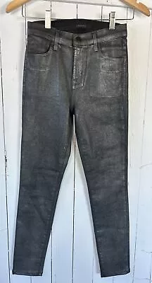 J Brand Maria High Rise In Silver Lament Coated Stretch Skinny Jeans SZ 26 • $15