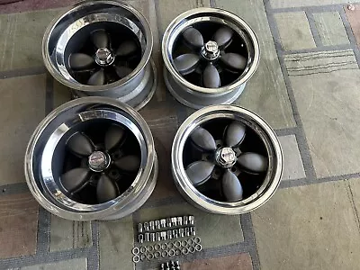 VINTAGE SET (4) AMERICAN DAISY WHEELS 15x10 & 7 FORD MOPAR 4 1/2  NICE RESTORED • $1599