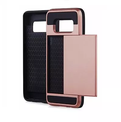 $7.99 • Buy Armor Heavy Duty Shockproof Hybrid Slide Wallet Card Case Samsung S7 8 9 10 Edge