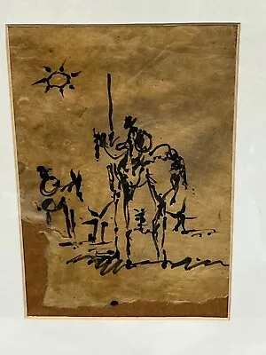 $370 • Buy Pablo Picasso Pen & Ink Fragment Drawing :Don Quixote” Unsigned