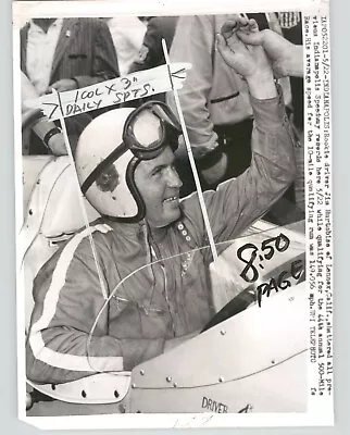 RACE CAR Driver Jim Hurtubise INDIANAPOLIS Record VINTAGE 1960 Press Photo • $40