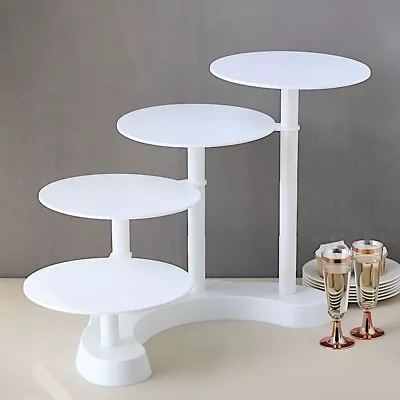 17  White 4 Tier Plastic CAKE STAND Pillar Design Cupcake Holder Party Supplies • $34.43