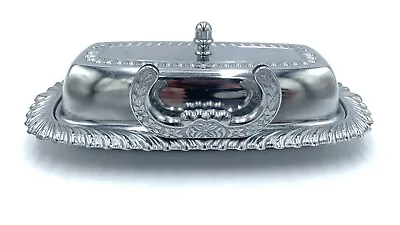 Irvinware Vintage Chrome Stainless Steel Plated Butter Dish W/Knife Holder • $19.99