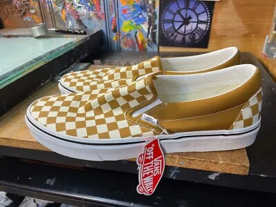 Vans Classic Slip On Checkerboard Golden Brown Size US 11.5 Men New VN0A33TB9HN • $65.99