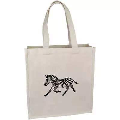 'Running Zebra' Premium Canvas Tote Bag (ZX00025021) • £12.99