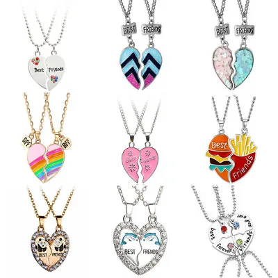 Lots Best Friends Necklace Matching Love Heart Pendant Jewelry Friendship Gifts • $2.52