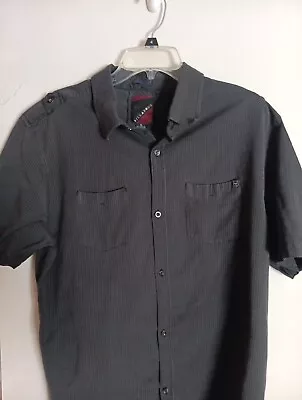 Billabong Mens XL Button-Down Short Sleeve Shirt Casual Black Striped  • $12.99