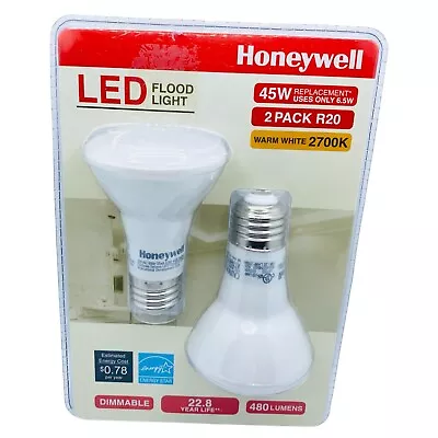 Honeywell LED Flood Light 45W 2-Pack R20 Warm White 2700K Dimmable 480 Lumens • $14.99