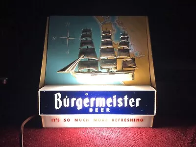 Vintage 1960's Burgermeister Beer Lighted Bar Cash Register Sign Old Ship Boat • $149.99