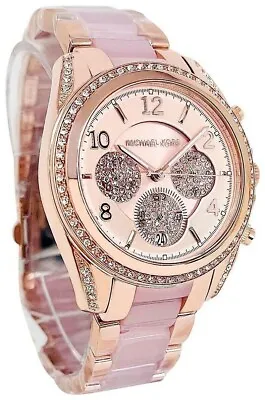 New Michael Kors Blair Crystals Rose Gold Pink Women's Mk6763 Watch 39mm Case • $139.99