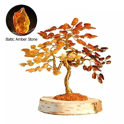 Amber Tree Of Happiness Bonsai 135 Certified Natural Baltic Amber Gemstones 13cm • £34.99