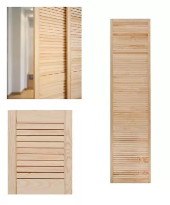 Natural Clear Pine Wood Door| Open Louvre Door| Wardrobe| Cupboard Door| Slatted • £15.74