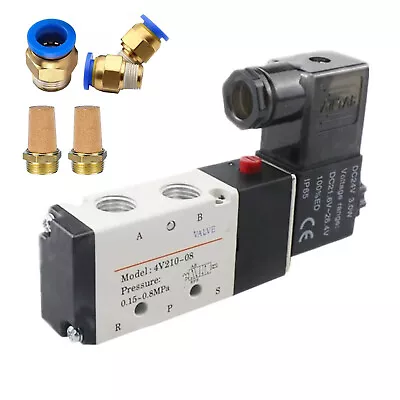 £13.48 • Buy Pneumatic Cylinder Linear Actuator 4V210-08 Solenoid Valve Air-Piston Tubing UK
