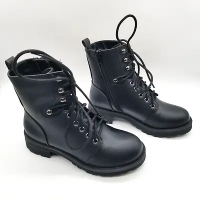 Mia Womens Black  Round Toe Zipper Combat  Ankle Booties Size 6 • $29.74