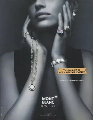 $3.00 PRINT AD - MONT BLANC Fine Jewelry 2005 Beautiful Woman 1-Page • $3