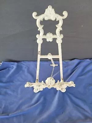 Shabby Chic White Ornate Metal Display Easel Table Top Picture Book Stand 16  • $14.99