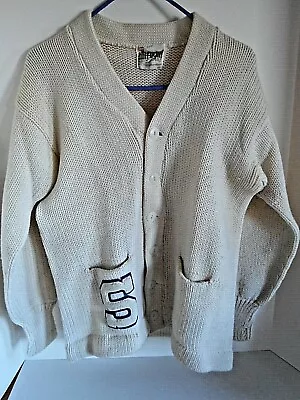 Vintage Forum Sptswr WOOL LETTER SWEATER CARDIGAN 1960's Old Saybrook CT • $39