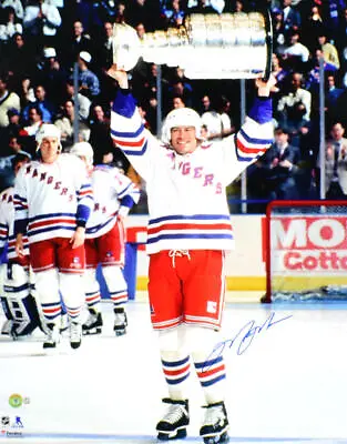 Mark Messier Autographed New York Rangers 16x20 Stanley Cup Photo- Beckett Holo • $119