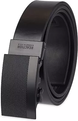 Kenneth Cole Men's 35MM Wide Adjustable Belt With Track Lock Black • $24.99