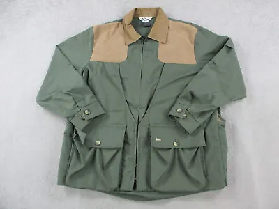 VINTAGE 10X Jacket Mens Large Green Shooting Hunting Corduroy Suede Sport Coat • $62.99