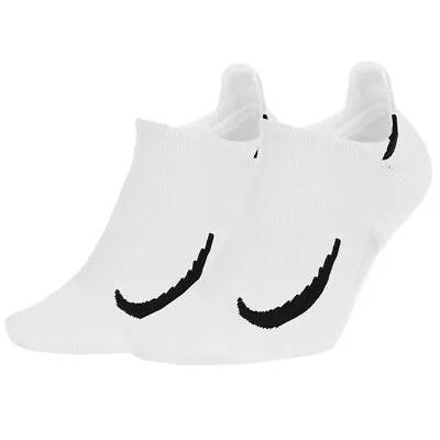 Nike Multiplier Running No Show Ankle Socks 2 Pair Mens White Multi Size Sports • $37.99