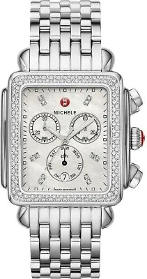 New Michele Deco XL Diamond  Diamond Dial Stainless Steel Watch MWW06Z000035 • $1925
