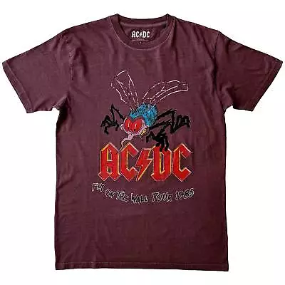 AC/DC - Official Unisex T- Shirt -  Fly On The Wall Tour - Maroon  Cotton • £17.99