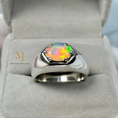 AAA+ Natural Multi Fire Opal Men's Ring In 925 Sterling Silver Faceted Ring • $135