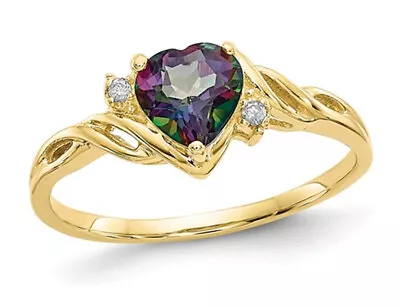 1.00 Carat (ctw) Mystic Fire Topaz Heart Ring In 10K Yellow Gold • $239