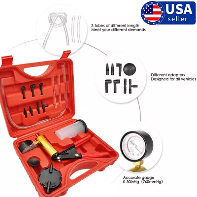 $21.98 • Buy Hand Held Vacuum Pressure Pump Tester Kit Brake Fluid Bleeder Tool Car Universal
