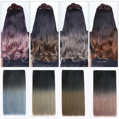 £14.39 • Buy 10 Style New Premium Clip In Ombre Human Hair Extensions Dip Dye Hair Weft UK