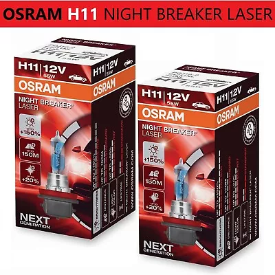 OSRAM H11 Globe NIGHT BREAKER LASER +150% Car Headlight Twin Lamps PGJ19-2 ADR • $63.89