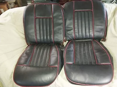 MG MGB 62-68 Black W/ Red Piping Quality Leather Seat Cover Kit • $299