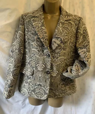 Vintage Giardin Embroidered Tapestry 14 16 18 Collared Button Blazer Jacket Top • £22.95