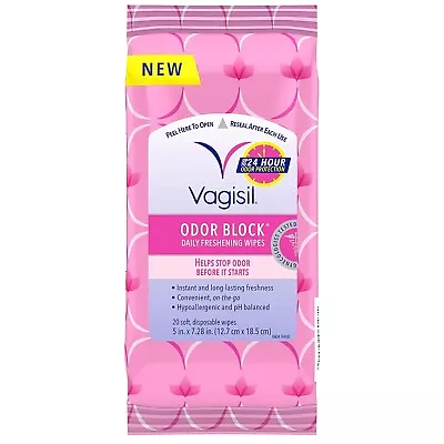 Vagisil Odor Block Daily Freshening For Feminine Hygiene In Resealable Pouch 20 • $5.99