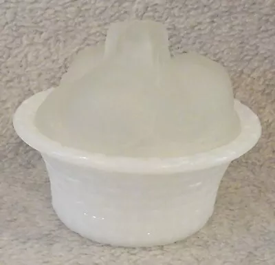 Vintage Milk Glass Covered Fruit Frosted Glass Dish Good Condition • $8.99