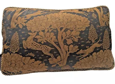 Vintage Decorative Jacquard Tapestry Pillow Art Deco Bronze • $59.99