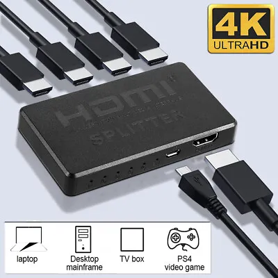 HDMI Splitter 1 In 4 Out 4K UHD HD 1080P 4-Port Repeater Splitter Amplifier 1x4 • $8.75