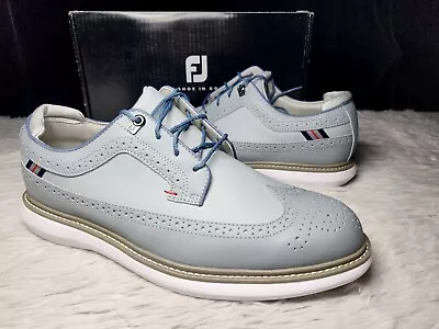 Footjoy Traditions Wing Tip Derby Golf Shoes Gray Navy Red 57912 Men Sz 11 • $104.95