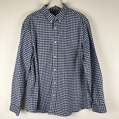 M&S Collection Laundered Oxford Shirt Size XL Blue White Check Long Sleeved • £11.99