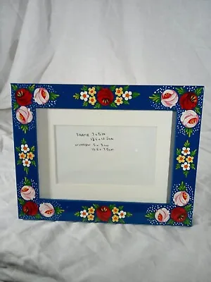 £12 • Buy Blue Wooden Photo Frame Roses And Castles Hand Painted Barge Ware #01