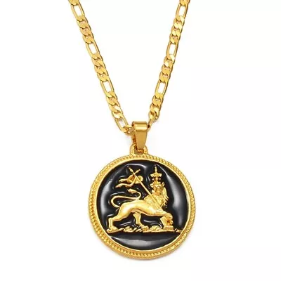 Lion Of Judah Ethiopian Eritrea Gold Enameled Christian Pendant Jewelry • $20