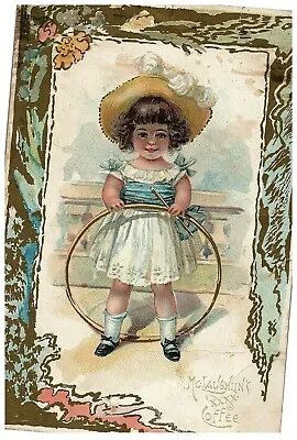 S Coffee Xxxx Card Mclaughlin Trade Little Girl Hoop Ring Vintage Head Bonnet  • $2.70