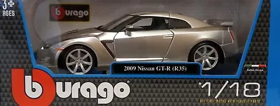 Bburago 1/18 Scale - Nissan GT-R (R35) 2009 (Metallic Silver) • £50