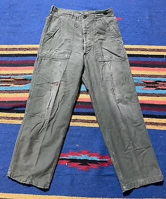 Vintage VIETNAM Army Trousers OG-107 Sateen Type 1 Pants 30x30 Distressed • $62.99