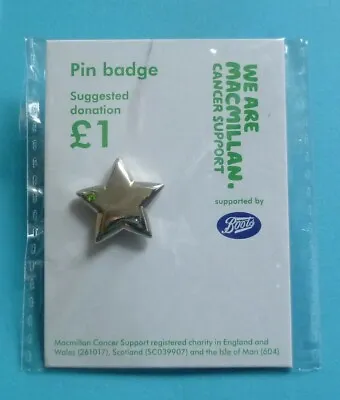 Silver Tone Star We Are Macmillan Cancer Support Stud Pin Badge Charity • £2