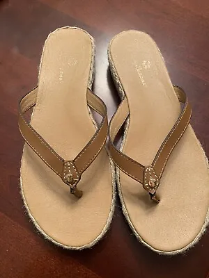 Tommy Bahama Thomas Tan  Leather Thong Flip Flop  Sandals  7.5 M • $28