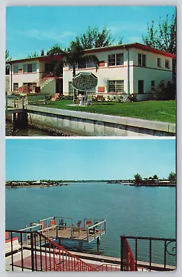 Jon Lea Apartments Madeira Beach Florida FL Lawn Chairs Fishing Dock Postcard C8 • $4.95