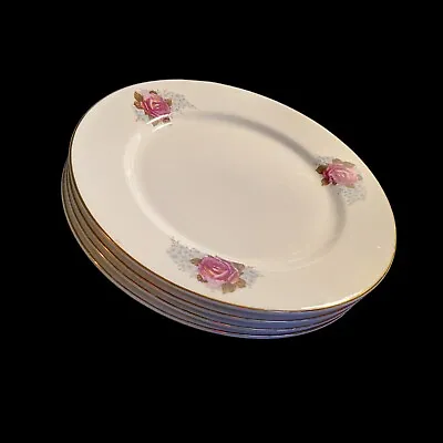 Vintage Plates C. Art HK Pink Rose Pattern 10  Dinner Plates China  . Set Of 4  • $28