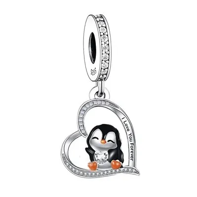 $31.99 • Buy SOLID Sterling Silver Penguin I Love You Forever Charm Pendant -YOUnique Designs